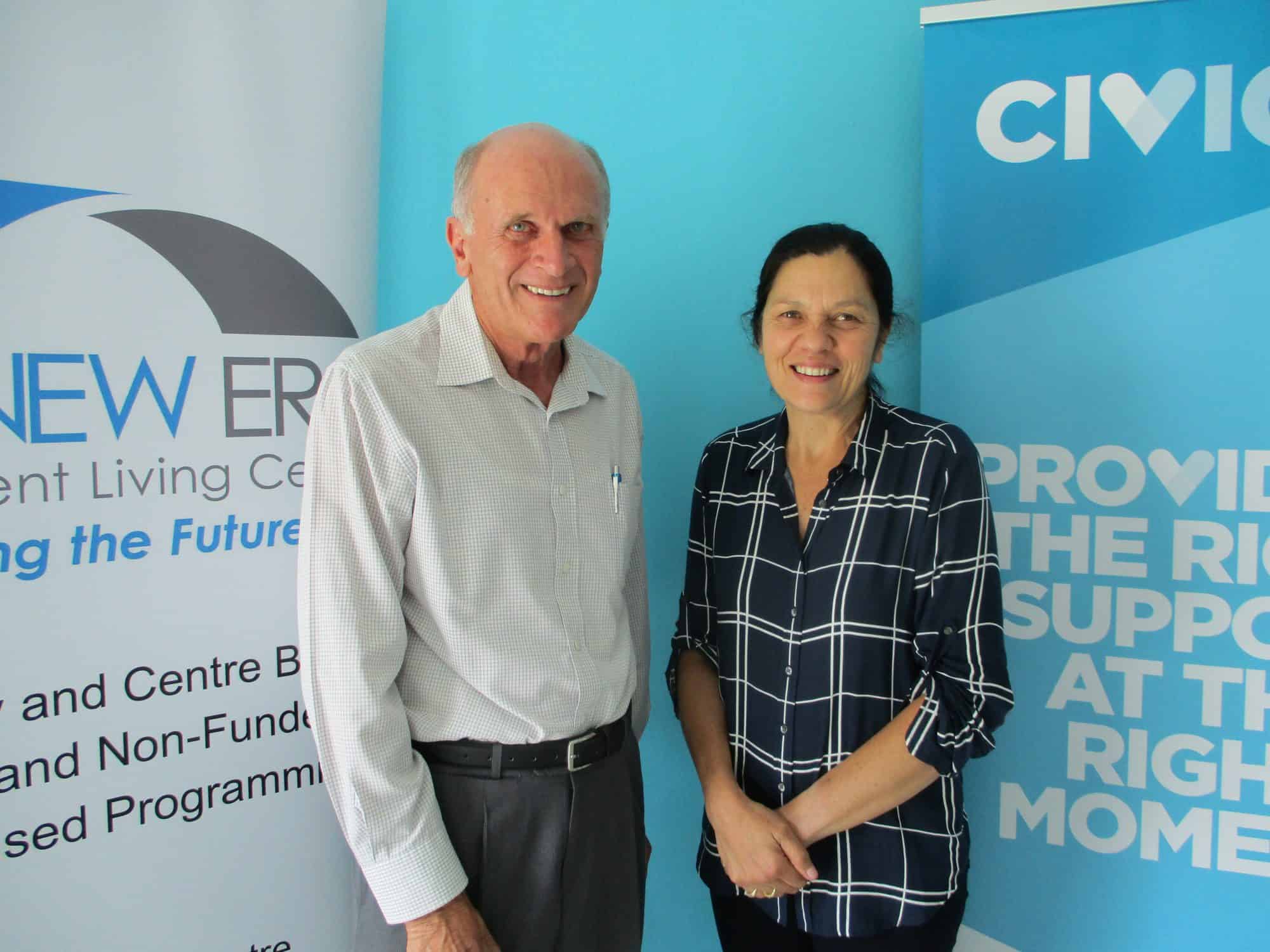 Greg Gibbens, President of the Committee of Management of New Era with  Civic CEO Annie Doyle