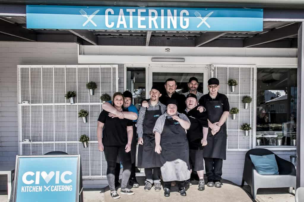 Civic Kitchen & Catering staff in front of the café.