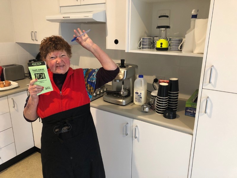 Bronwynne taking orders at Café Blackheath.