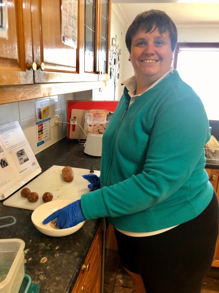 Narelle making Date and Oat Bliss Balls