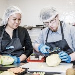 prepping food at Civic Kitchen & Catering Cafe Engadine